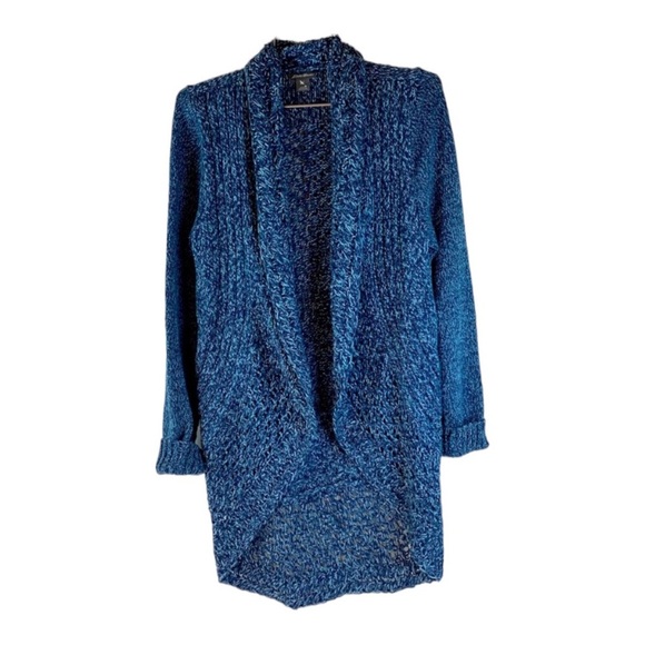 Women’s Eddie Bauer Two Tone Knot Blue Open Front Cardigan- Sz- M - Picture 2 of 10